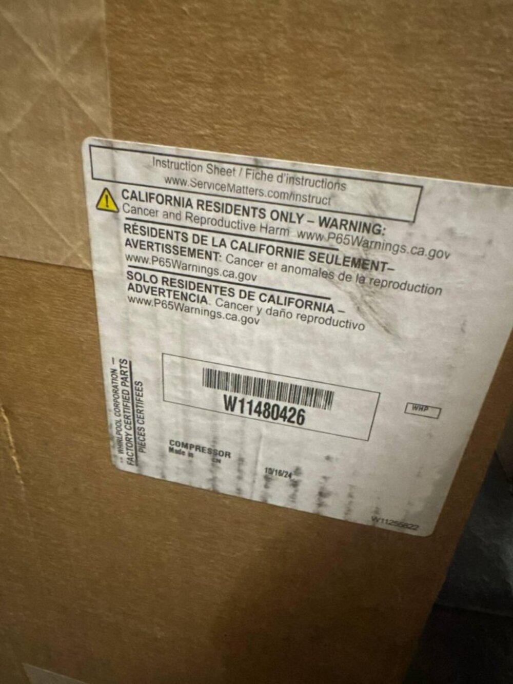 W11480426 compressor BRAND NEW OEM